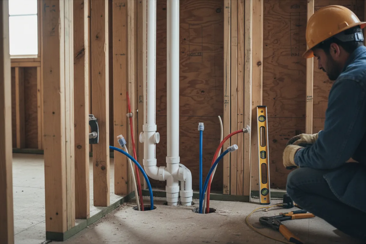 Drain and supply rough-in during Sump Pump Repair in Gallup